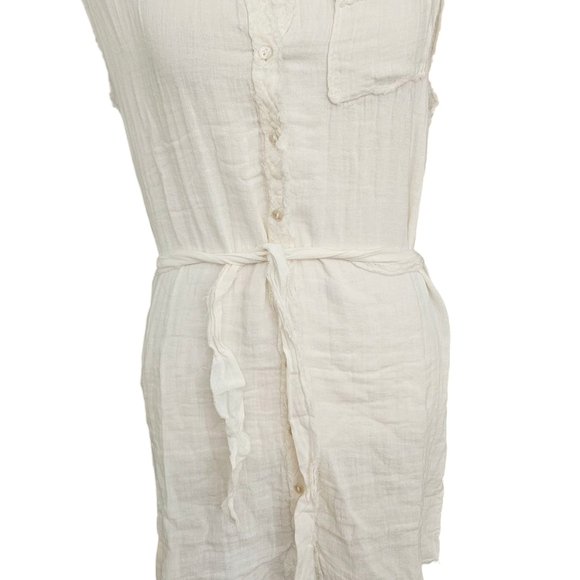 SALTY LEMON Cotton Frayed Button Up Tie Front Coverup In White. Size M NWT - Picture 14 of 14